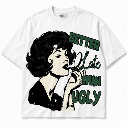 Rebranded Studios Better Late Than Ugly Air Jordan 14 Forest Green Graphic T-Shirt - garment only