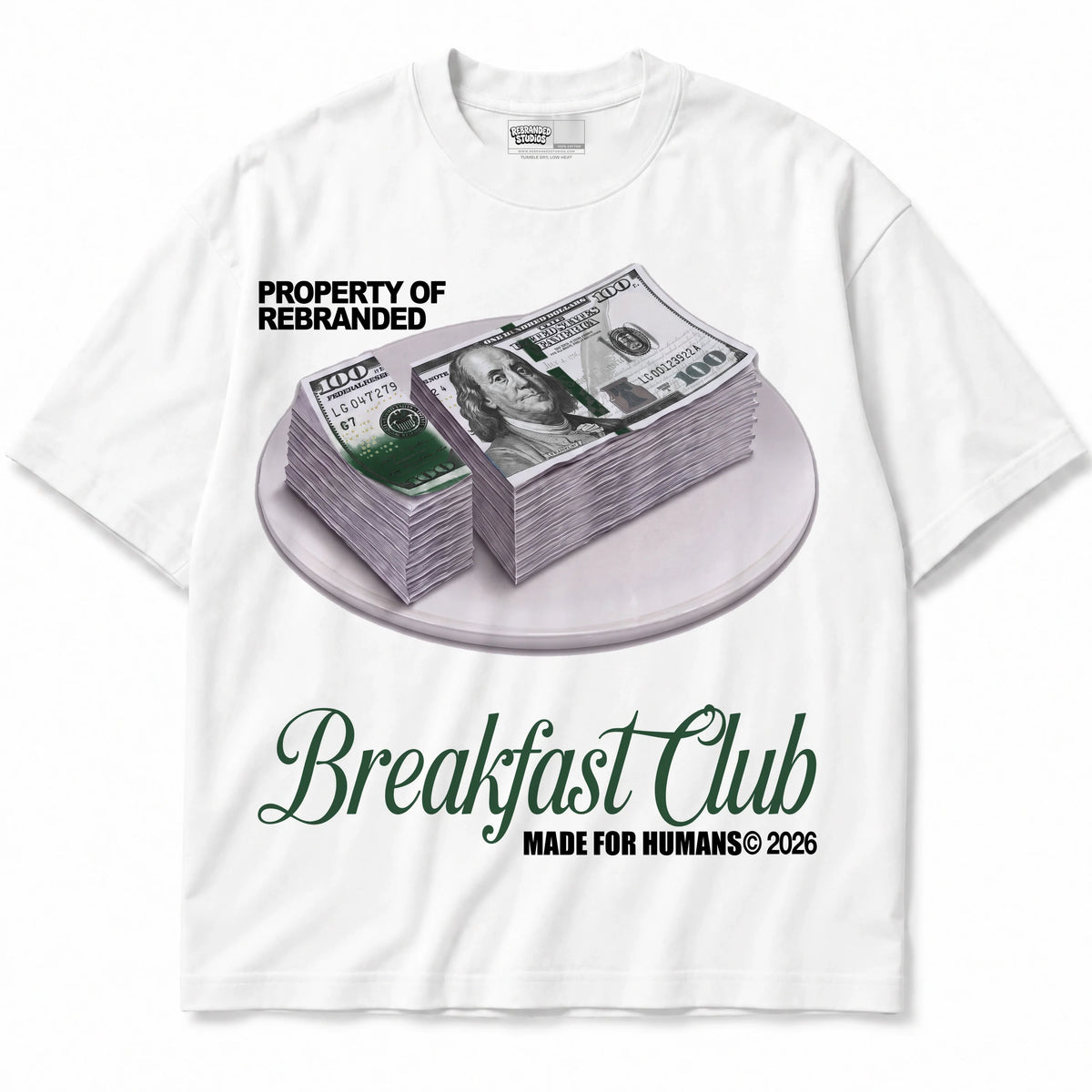 Rebranded Studios Breakfast Club Air Jordan 14 Forest Green Graphic T-Shirt — shirt front