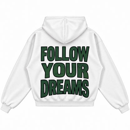 Rebranded Studios Follow Your Dreams 2.0 Air Jordan 14 Forest Green Hoodie — printed back