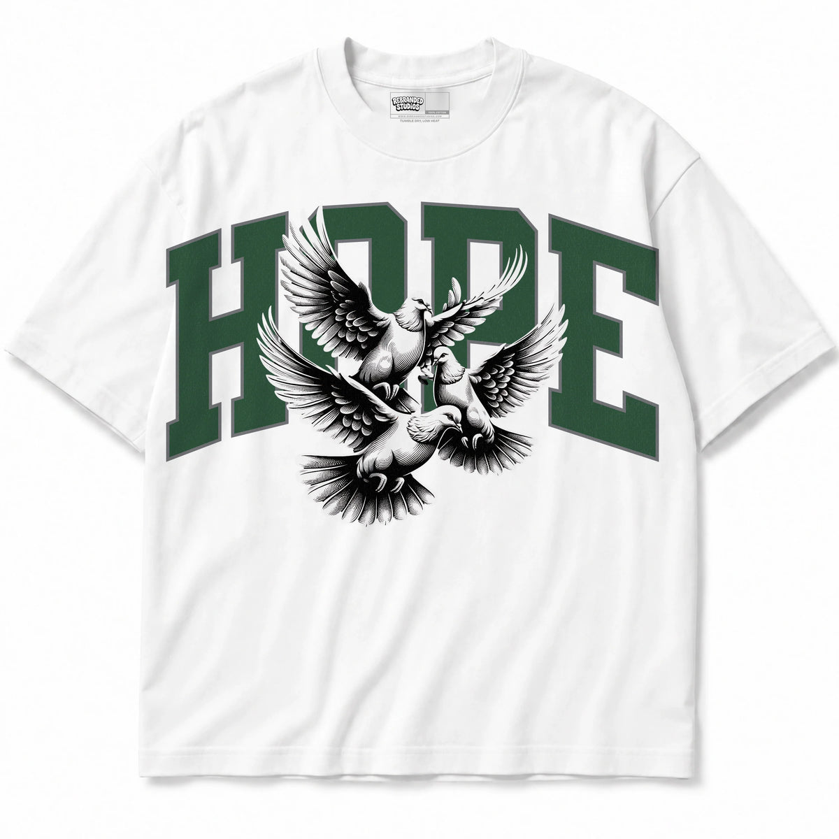 Rebranded Studios Hope Air Jordan 14 Forest Green Graphic T-Shirt — shirt front