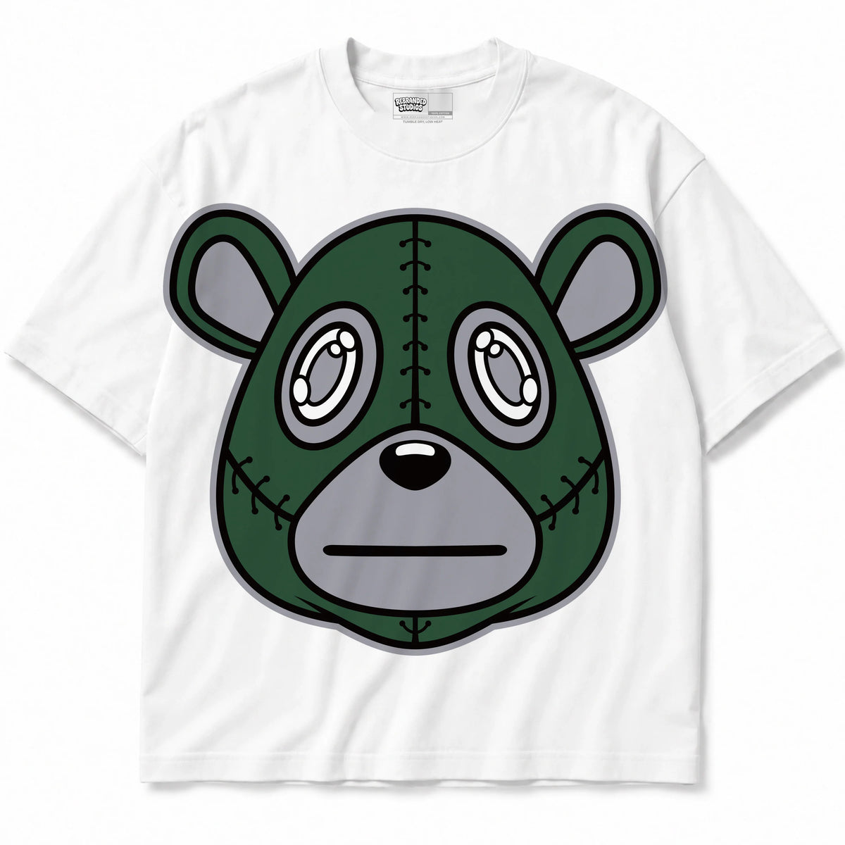 Rebranded Studios Rebranded Bear Air Jordan 14 Forest Green Graphic T-Shirt — shirt front