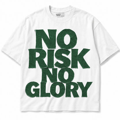 Rebranded Studios No Risk No Glory Air Jordan 14 Forest Green Graphic T-Shirt — shirt front