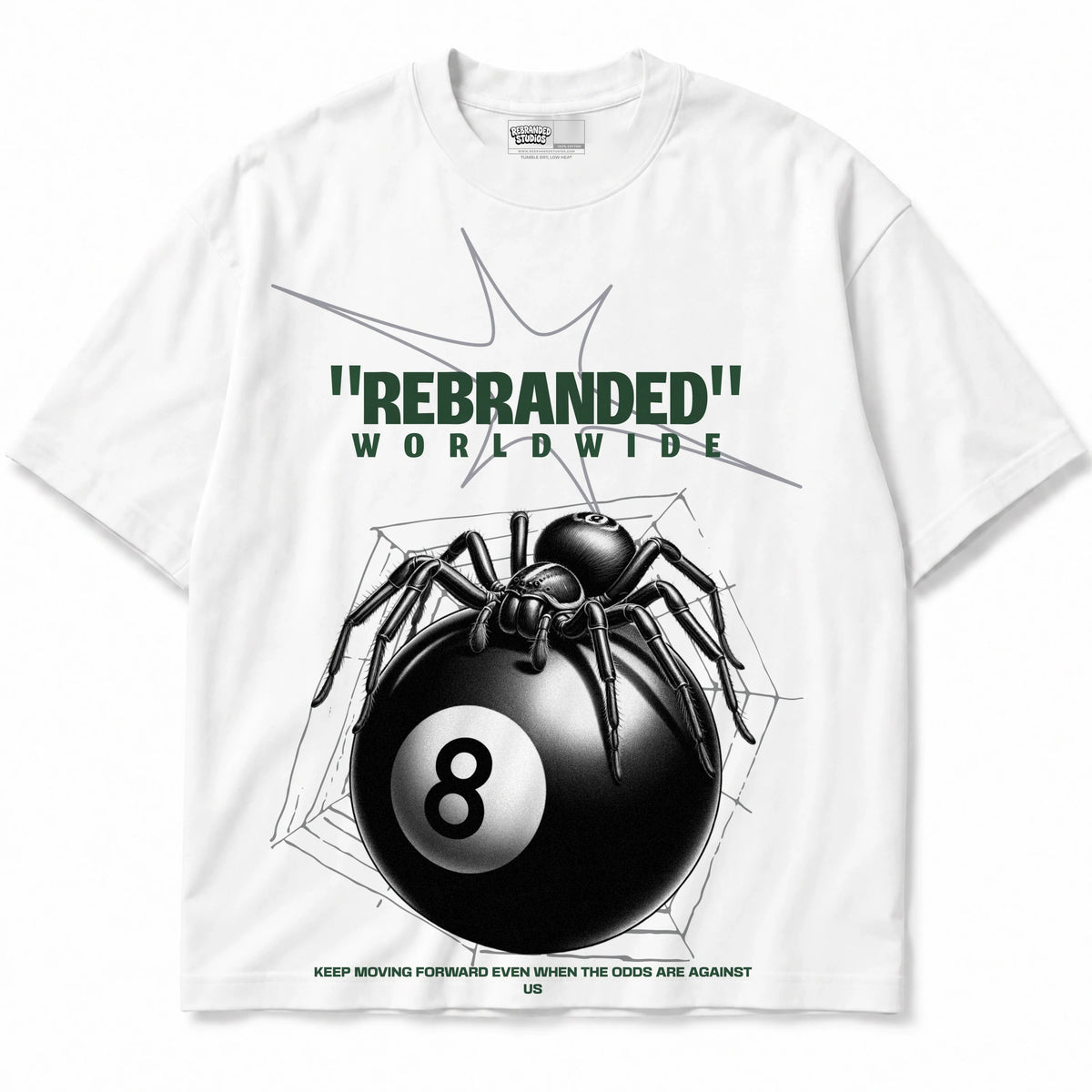 Rebranded Studios Spider Air Jordan 14 Forest Green Graphic T-Shirt — shirt front