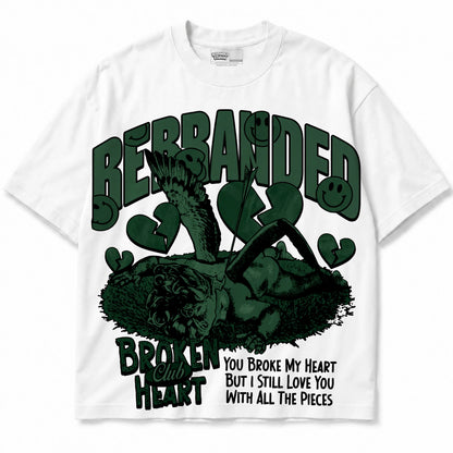 Rebranded Studios Broken Heart Club Air Jordan 14 Forest Green Graphic T-Shirt — shirt front