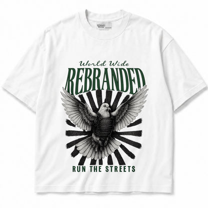Rebranded Studios Run The Streets Air Jordan 14 Forest Green Graphic T-Shirt — shirt front