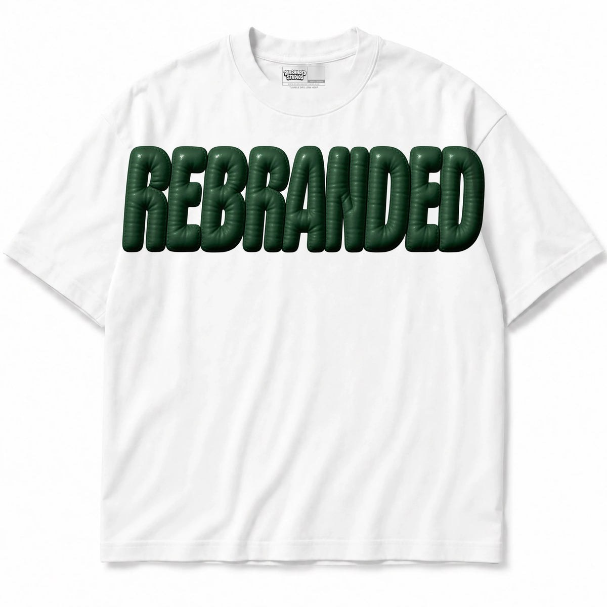 Rebranded Studios Faux Air Jordan 14 Forest Green Graphic T-Shirt — shirt front