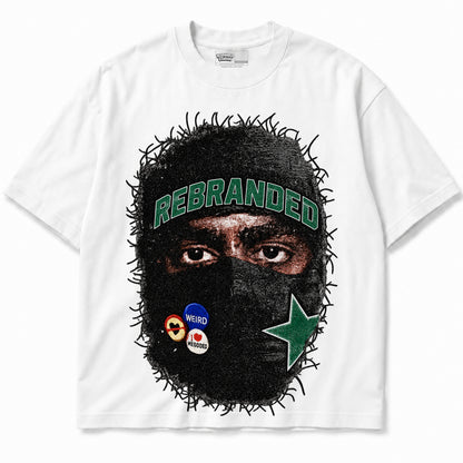 Rebranded Studios Sheisty Up T-shirt - green print - front without sneakers