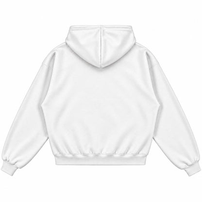 White hoodie back without sneakers — Air Jordan14 Forest Green collection