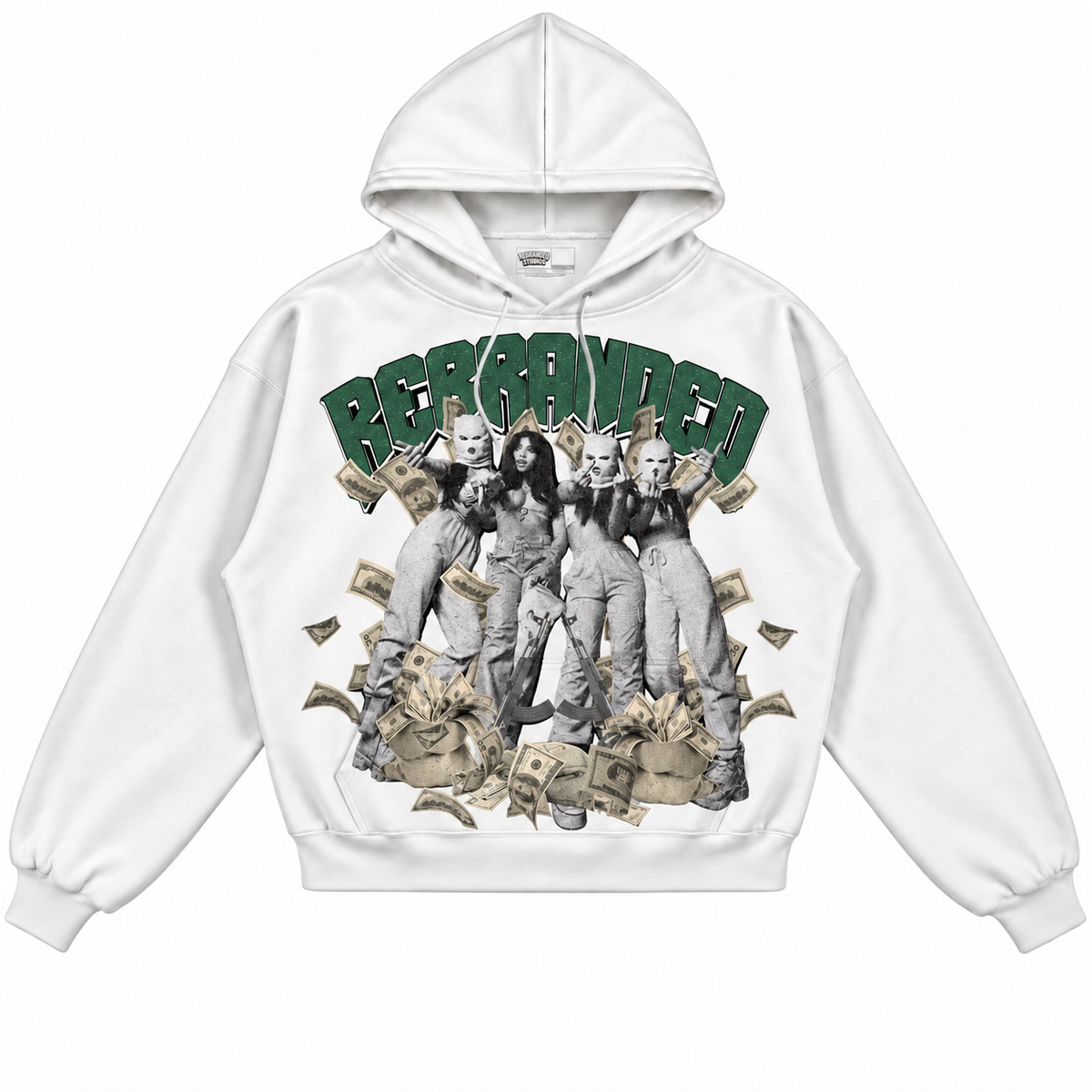 Rebranded Studios Girls 2.0 Air Jordan 14 Forest Green Hoodie — front