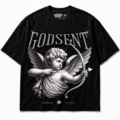 Rebranded Studios God Sent Air Jordan 8 Chrome Graphic T-Shirt front view without sneakers