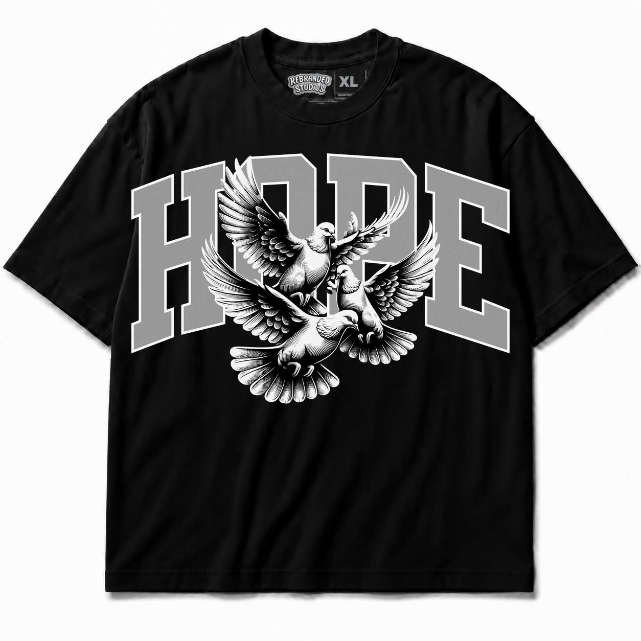 Rebranded Studios Hope Air Jordan 8 Chrome Graphic T-Shirt - front view without sneakers