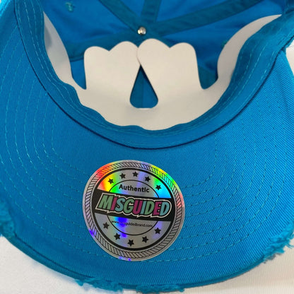 Misguided Distressed Dad Hat - Sky Blue - Misguided