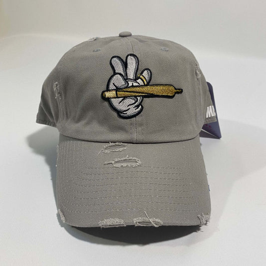 Misguided (Loud Hands) Distressed Dad Hat - Light Grey - Misguided