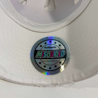 Misguided (Red Oreo 6's) Distressed Dad Hat - White - Misguided