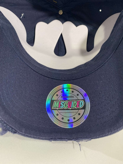 Misguided (UNC 6's) Distressed Dad Hat - Navy Blue - Misguided