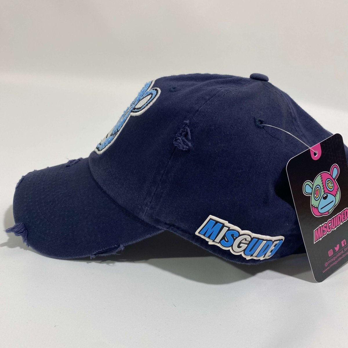 Misguided (UNC 6's) Distressed Dad Hat - Navy Blue - Misguided
