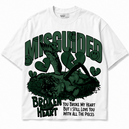 Broken Heart Club Air Jordan 12 Bucks white graphic T-shirt front without sneakers