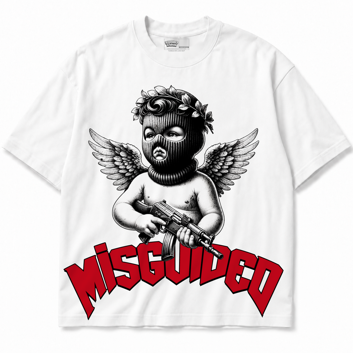 Angel Air Jordan 9 OG Space Jam white graphic T-shirt front without sneakers