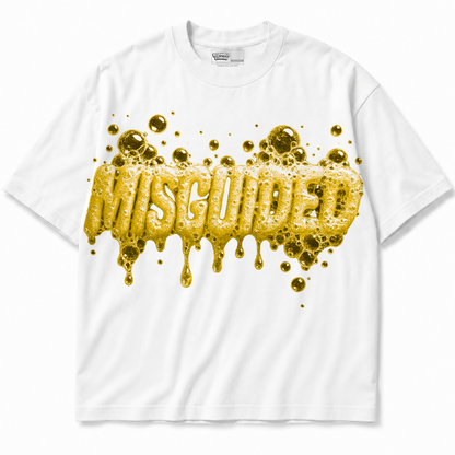 Bubblez Air Jordan 4 Tour Yellow white graphic T-shirt front without sneakers