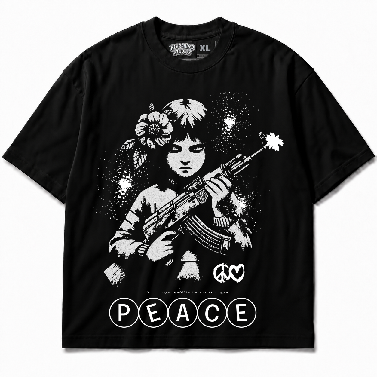 Rebranded Studios Peace Air Jordan 8 Chrome Graphic T-Shirt