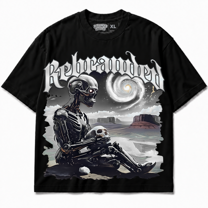 Rebranded Studios Rebranded Future Air Jordan 8 Chrome Graphic T-Shirt - front view without sneakers