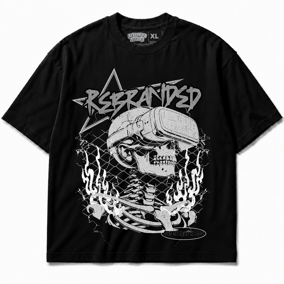 Rebranded Studios Air Jordan 8 Chrome Graphic T-Shirt - front view without sneakers
