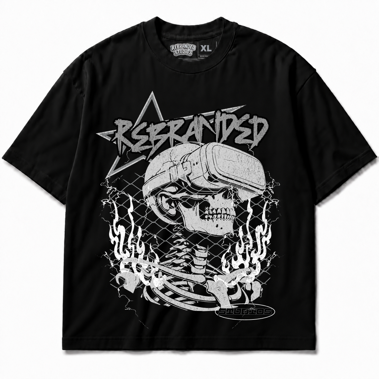 Rebranded Studios Air Jordan 8 Chrome Graphic T-Shirt - front view without sneakers