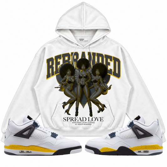 Rebranded Studios apparel — front styled with matching sneakers