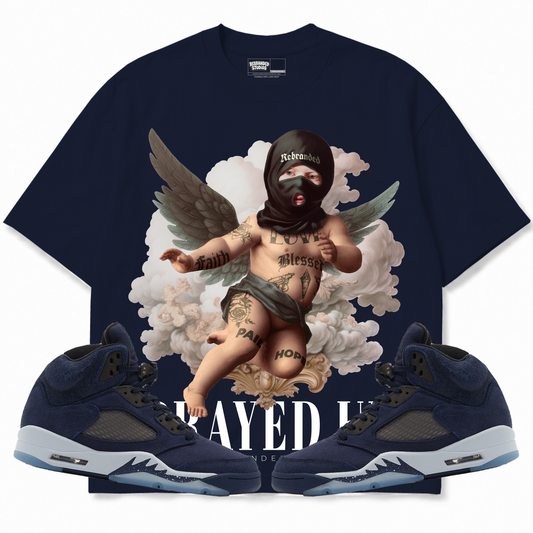 Rebranded Studios apparel — front styled with matching sneakers