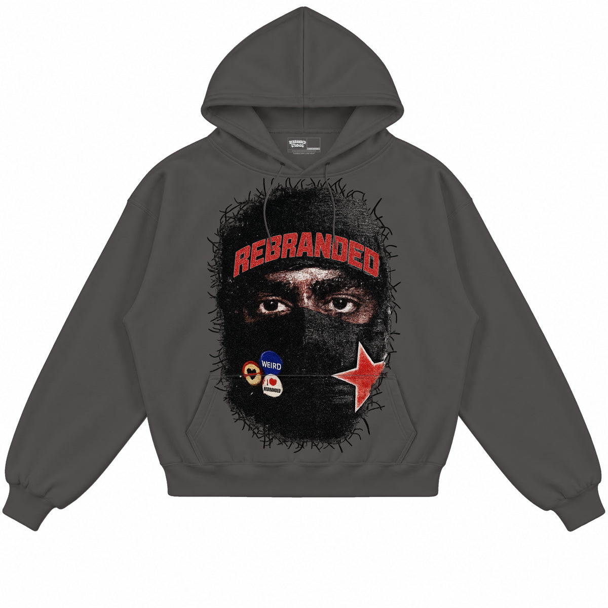 Rebranded Studios apparel — front without sneakers