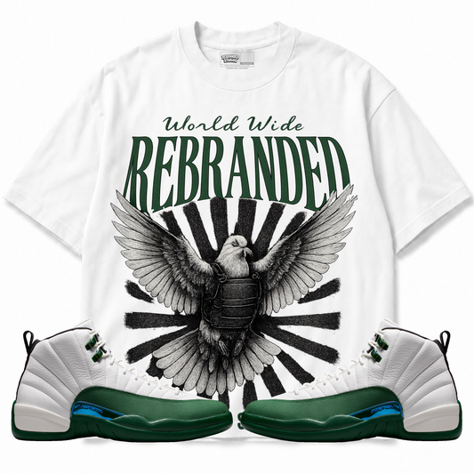 Rebranded Studios apparel — front styled with matching sneakers