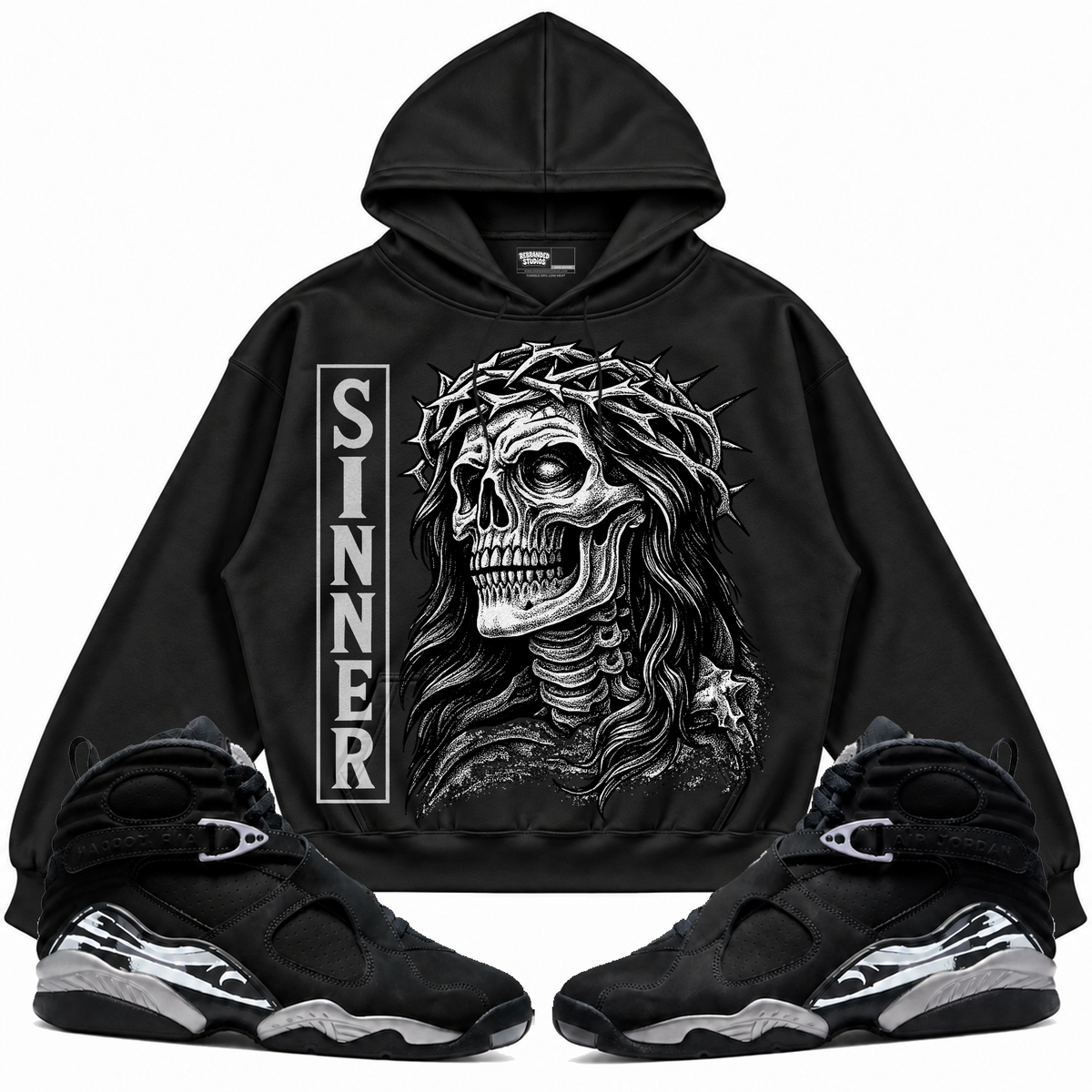 Rebranded Studios apparel — front styled with matching sneakers