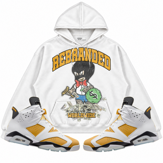 Rebranded Studios apparel — front styled with matching sneakers