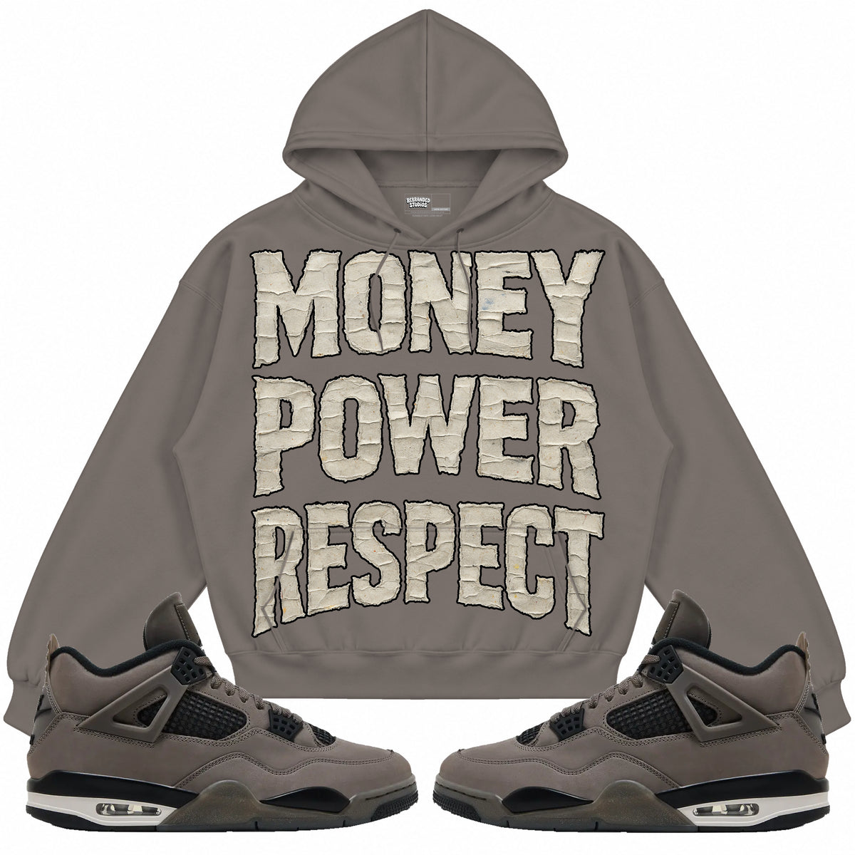 Rebranded Studios apparel — front styled with matching sneakers
