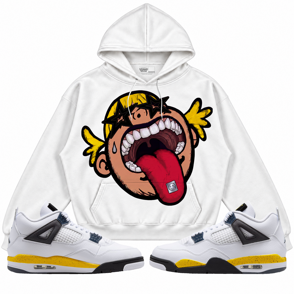 Rebranded Studios apparel — front styled with matching sneakers