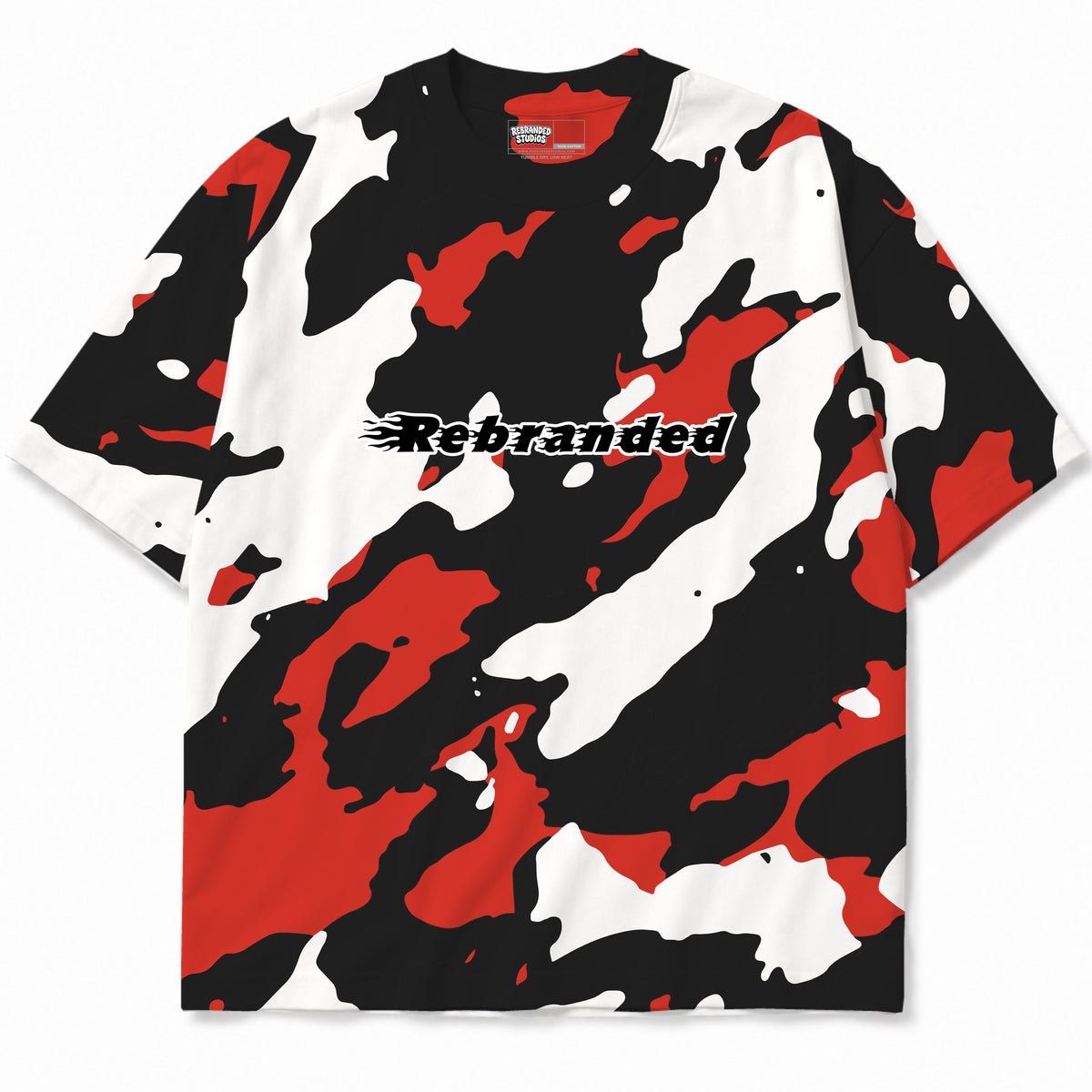 Rebranded Studios apparel — front without sneakers