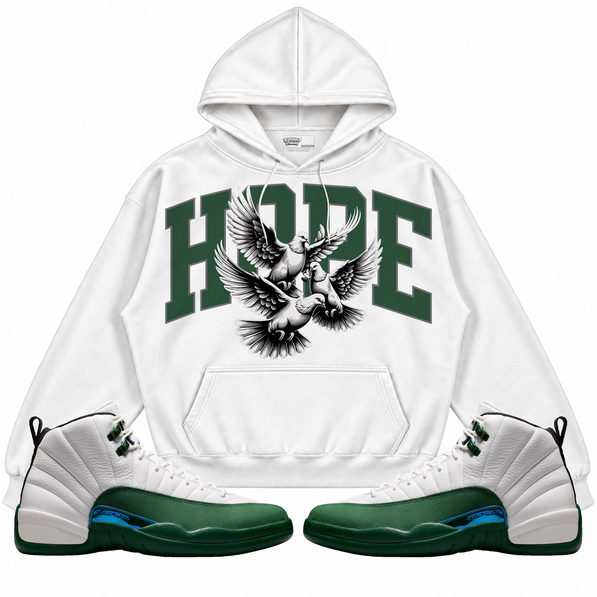 Rebranded Studios apparel — front styled with matching sneakers