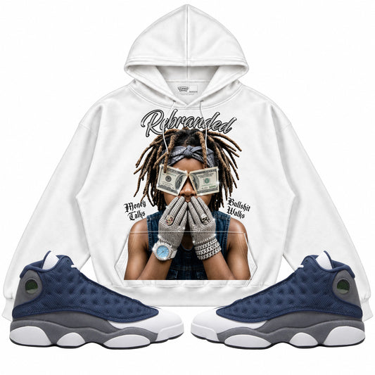 Rebranded Studios apparel — front styled with matching sneakers