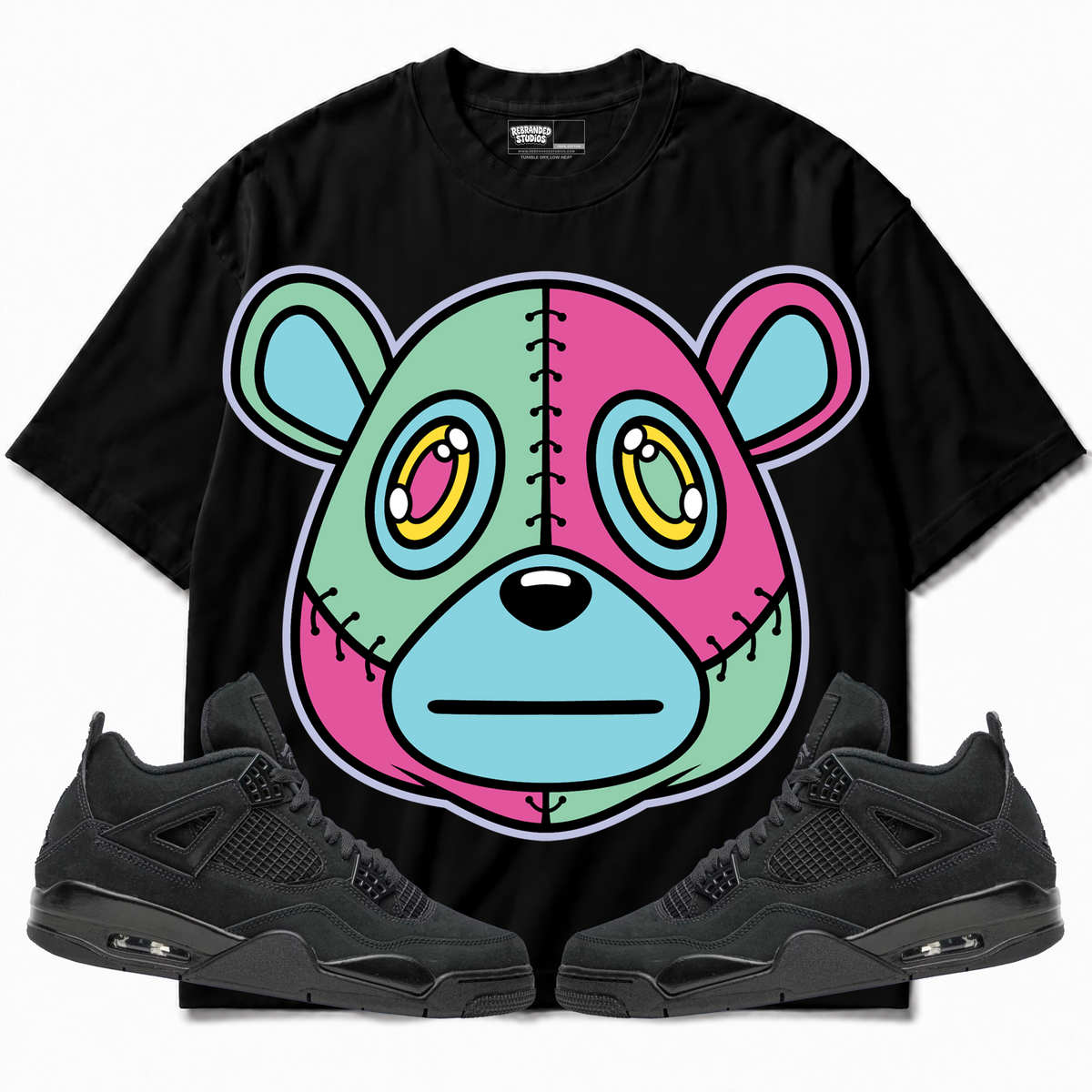 Rebranded Studios apparel — front styled with matching sneakers