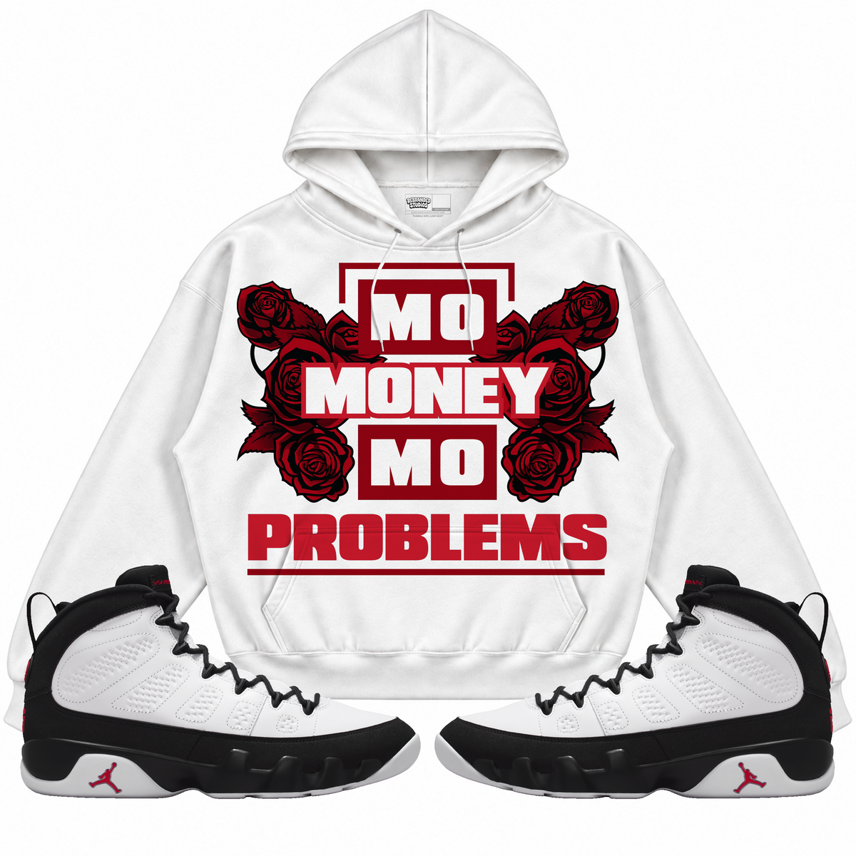 Rebranded Studios apparel — front styled with matching sneakers