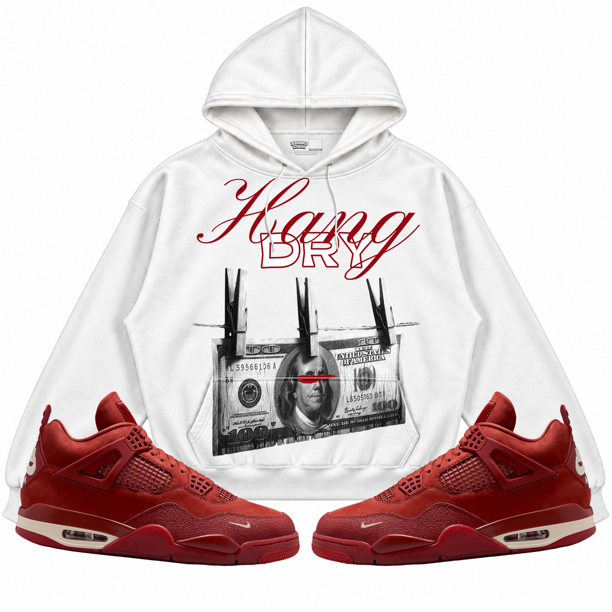 Rebranded Studios apparel — front styled with matching sneakers