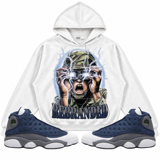Rebranded Studios apparel — front styled with matching sneakers
