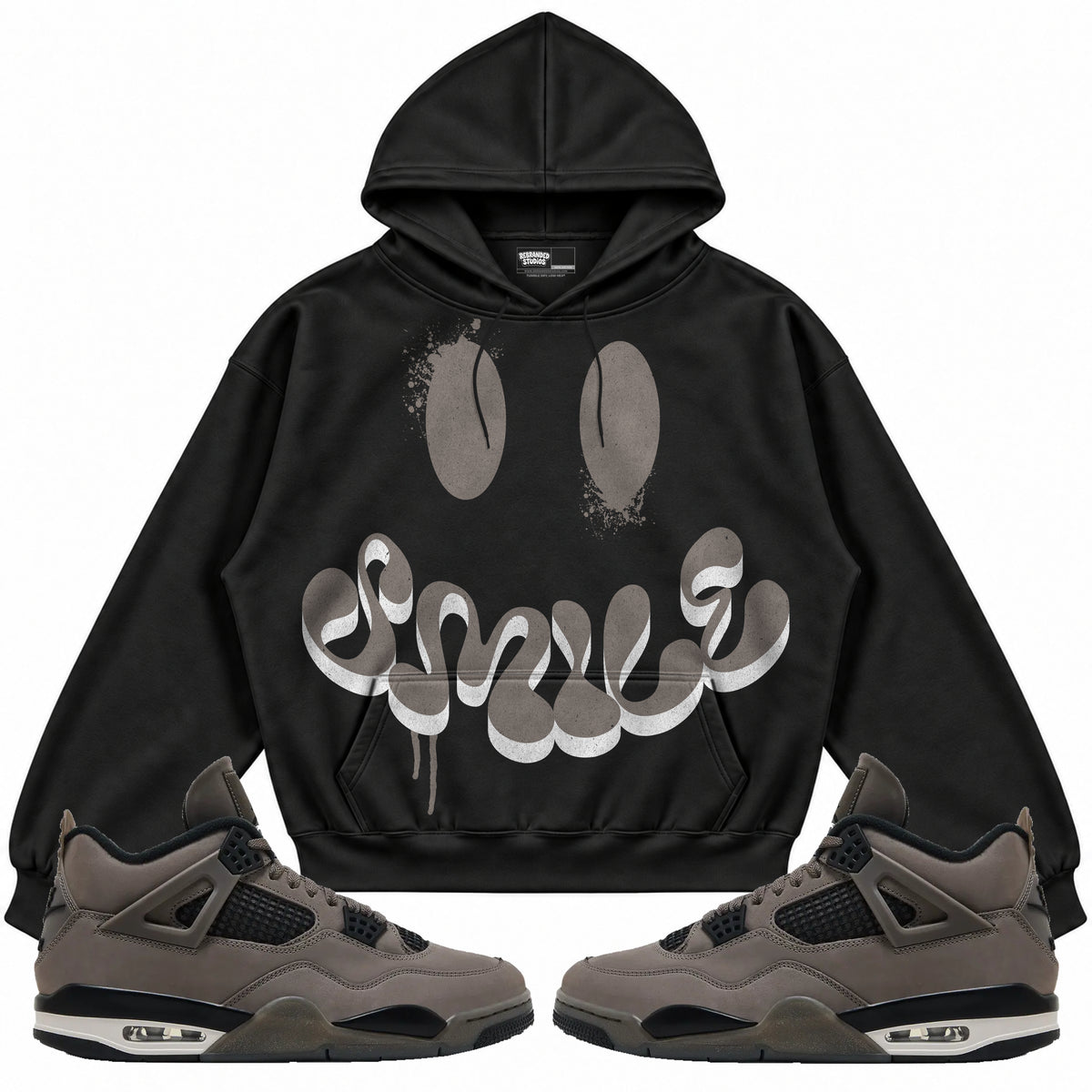 Rebranded Studios apparel — front styled with matching sneakers