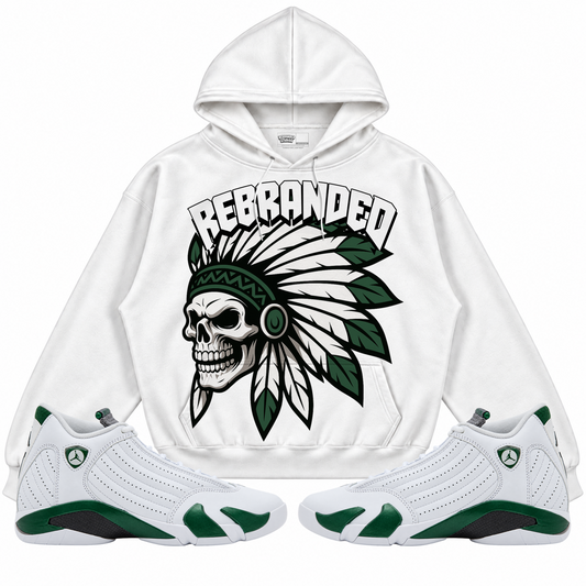 Rebranded Studios apparel — front styled with matching sneakers