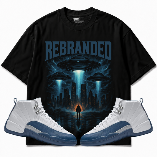Rebranded Studios apparel — front styled with matching sneakers