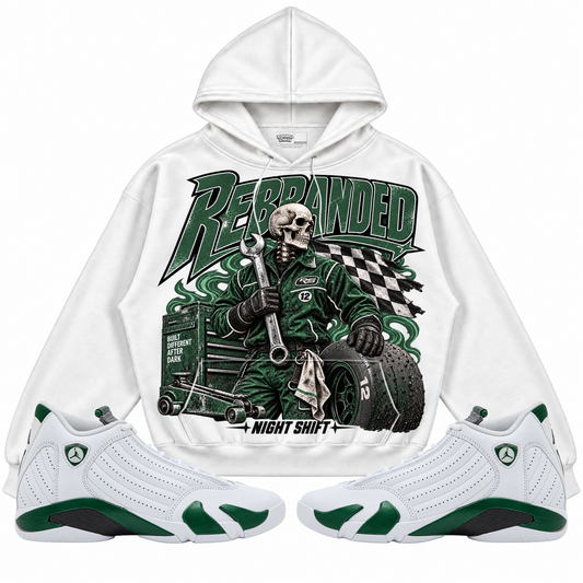 Rebranded Studios apparel — front styled with matching sneakers