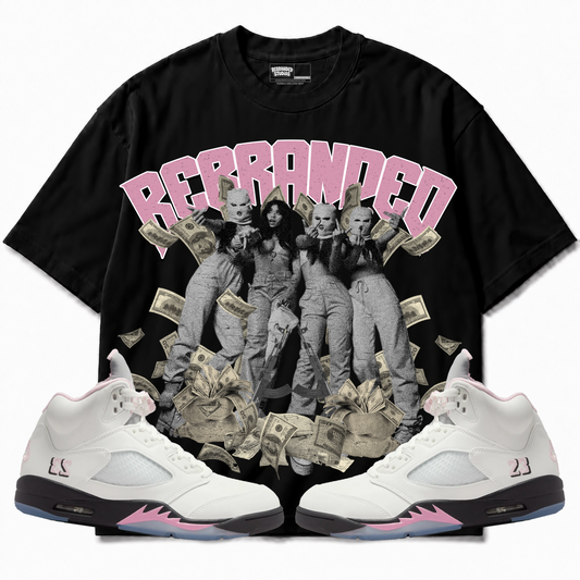 Rebranded Studios apparel — front styled with matching sneakers