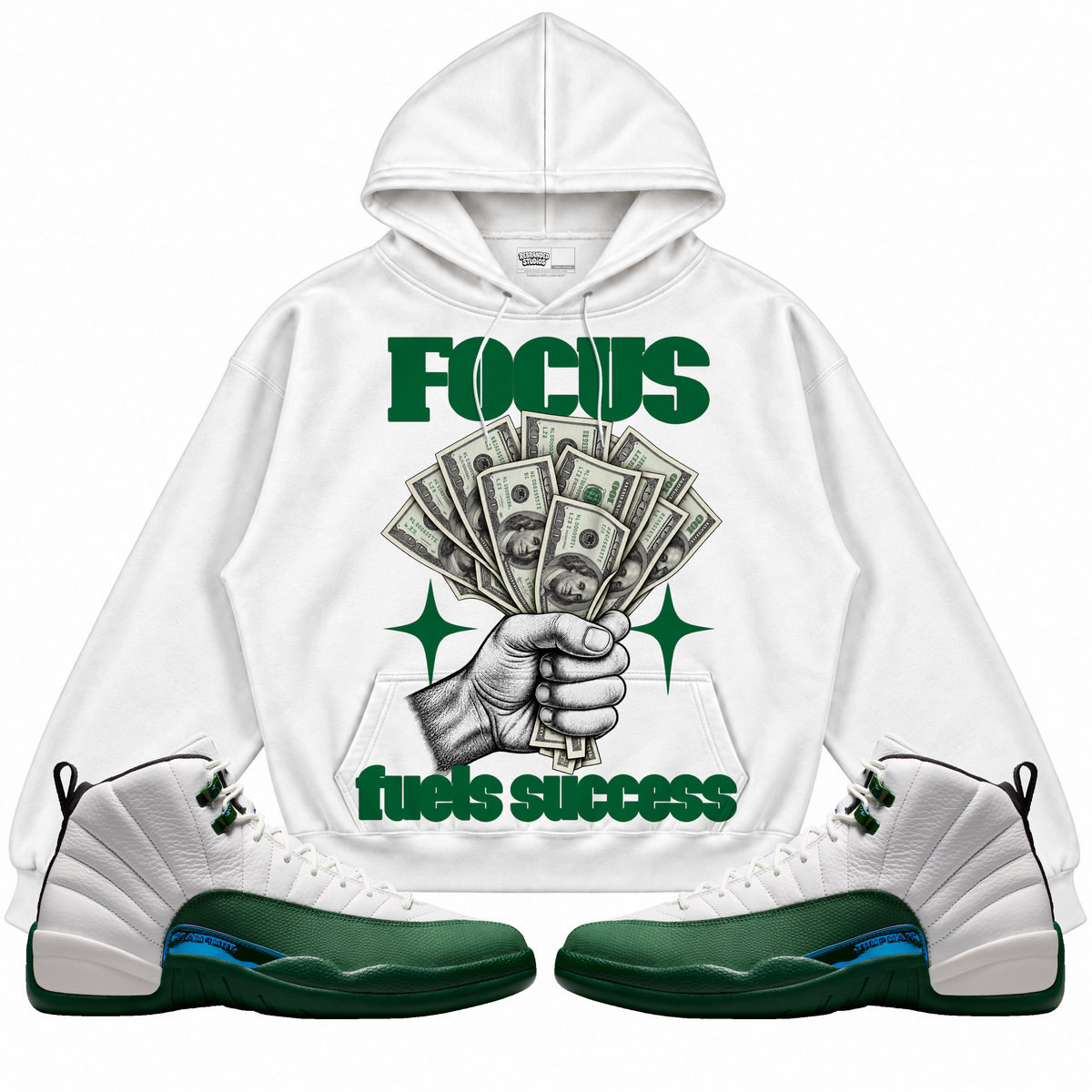 Rebranded Studios apparel — front styled with matching sneakers