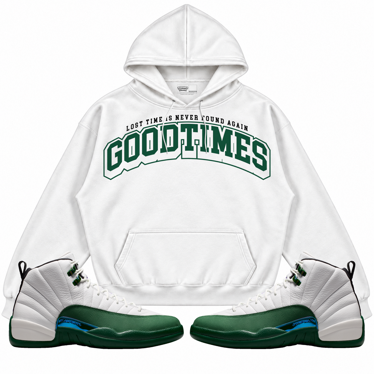 Rebranded Studios apparel — front styled with matching sneakers