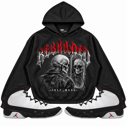 Rebranded Studios apparel — front styled with matching sneakers